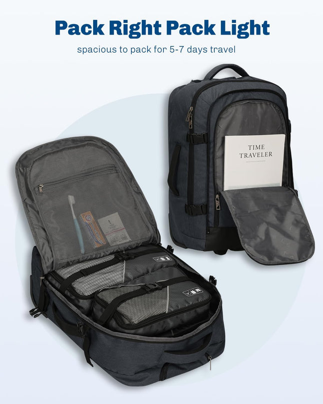 Hynes Eagle 2 in 1 Travel Backpack 22 inches Carry on Luggage 63L Rolling Backpa