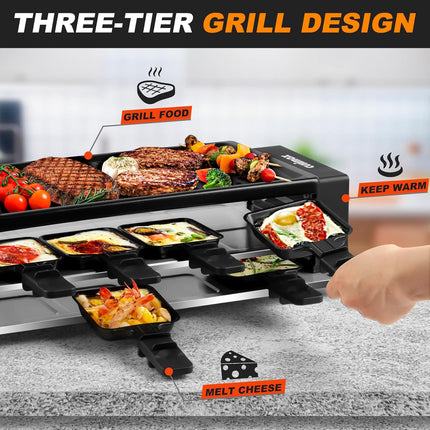 CUSIMAX Raclette Grill Korean BBQ Grill, Portable Raclette Table Grill Electric