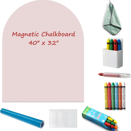 Magnetic Chalkboard Wall Decal 40"x32" - Upgraded Adhesive, Includes Wipe Cloth,