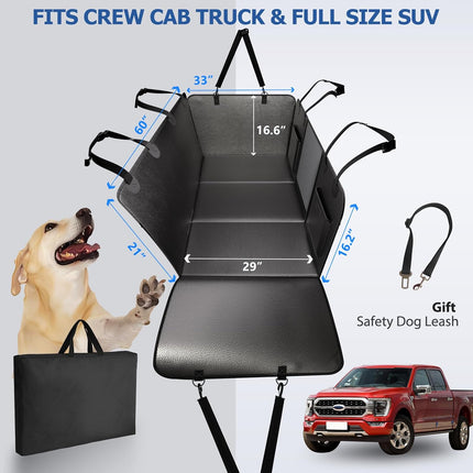 XL Truck Back Seat Extender for Dogs, Upgraded Anti-Scratch PU Leather, Dog Car