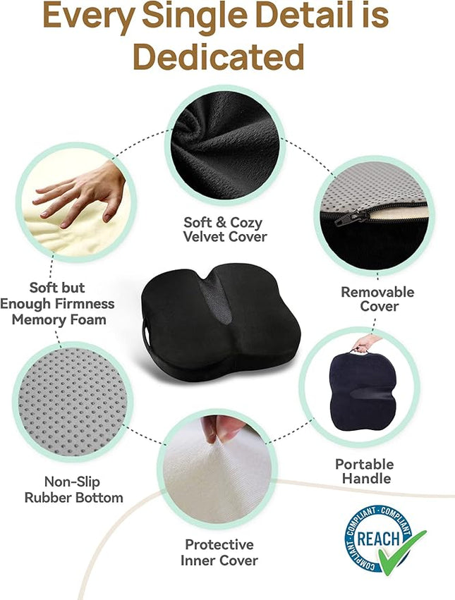 Travel Ease Memory Foam Seat Cushion, Butterfly-Shape Seat Cushion for Long Hour