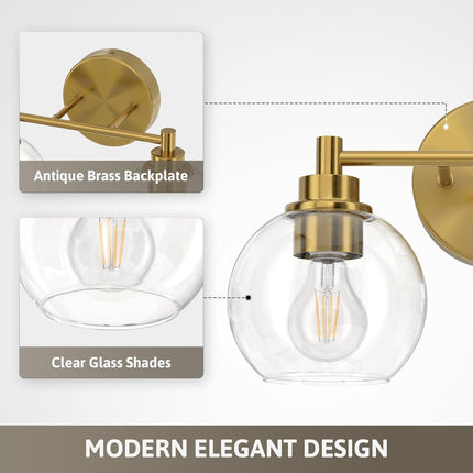 VONLUCE Bathroom Light Fixtures, 2-Light Bathroom Lights Over Mirror with Globe