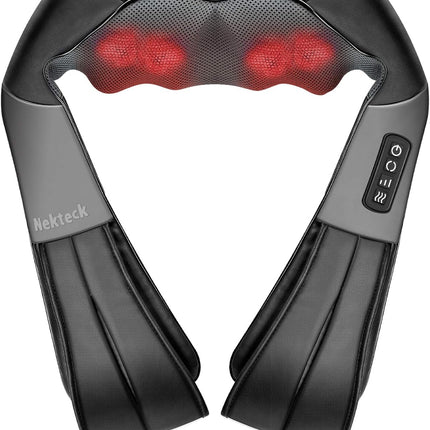 Nekteck Shiatsu Back Neck Massager, Deep Kneading Shoulder Massager with Heat, W