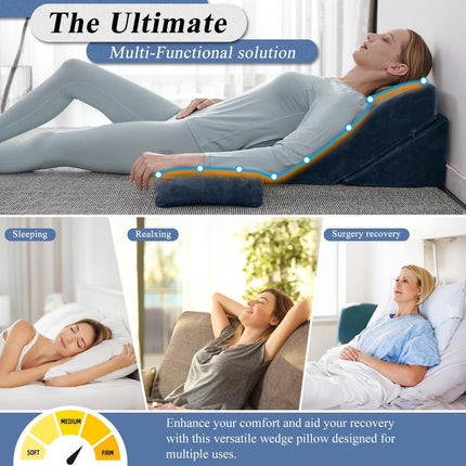 Axelrod Bed Wedge Pillow Set Foam | Adjustable Pillows for Back, Leg and Knee Pa