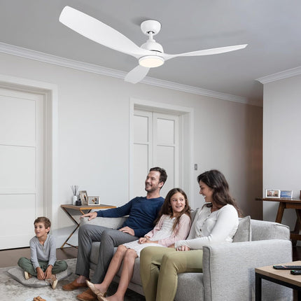 SODSEA 52 Inch Ceiling Fan with Lights, White Modern Ceiling Fan with Remote/APP
