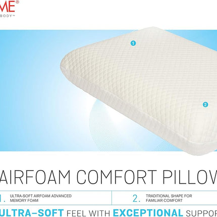 ObusForme Airfoam Neck Pillow | Traditional Pillow | Ultra Soft, Cool Comfort, M