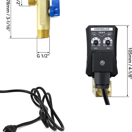 QWORK Automatic Timed Condensate Drain Valve, 4 Pack 1/2" Ac110v 2-Way Direct-Ac