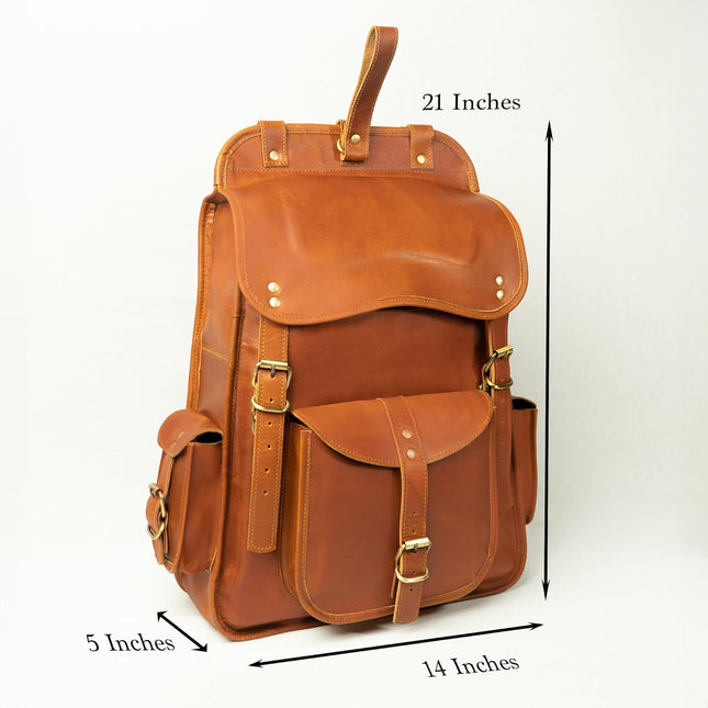 Satchel And Fable Handmade Brown Vintage Genuine Leather Shoulder Men Backpack