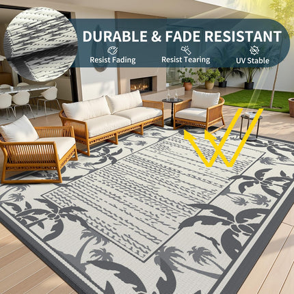 COCOER Outdoor-Rug 6x9 ft Waterproof Reversible Outdoor Plastic Straw Rug RV Ind