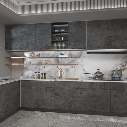 3yecao 48"×79" Extra Wide Thick Dark Blue Grey Cracked Concrete Wallpaper Peel a