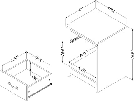 South Shore Furniture Tassio 1-Drawer Nightstand Gray Oak, Farmhouse
