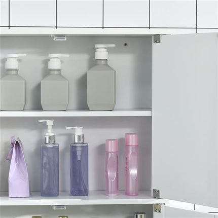 kleankin Medicine Cabinet with 2 Mirror Doors and 2 Bottom Doors 23.6 x 21.7-in