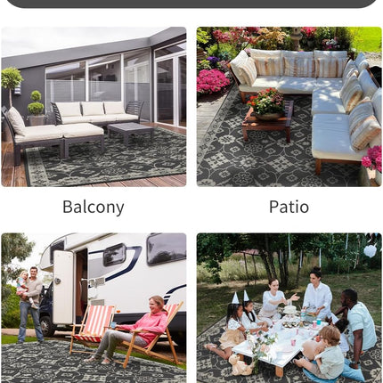 COCOER Floral Outdoor Rug 5x8 Reversible-Waterproof Patio Rug-Quick Dry Outdoor