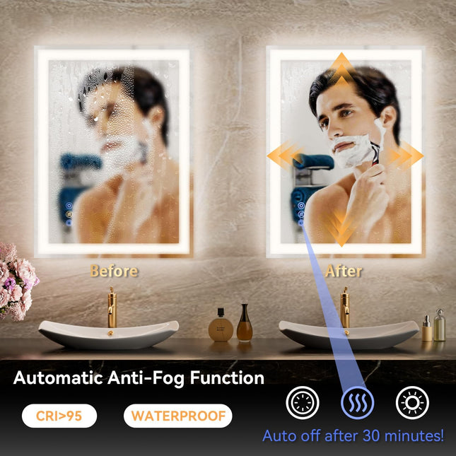 Callsky - 24 x 36 Inch LED Bathroom Mirror with Front and Backlit Lighting, Sepa