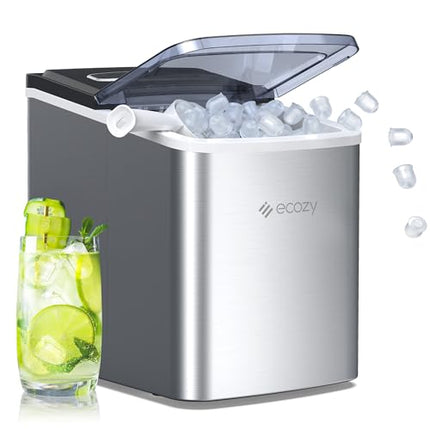 ecozy Portable Ice Maker Countertop, 9 Cubes Ready in 6 Mins, 26.5 lbs in 24 Hou