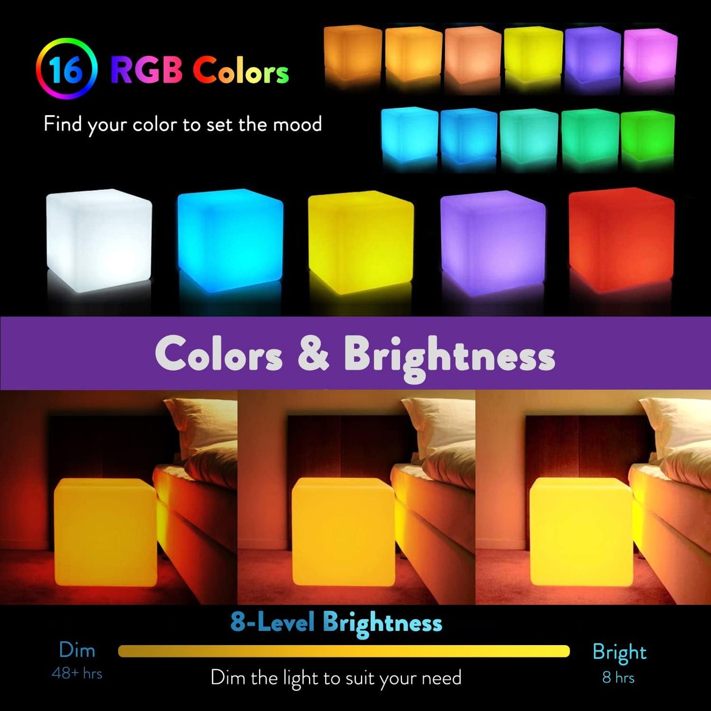 LED Cube Light 30cm Rechargeable MR.GO
