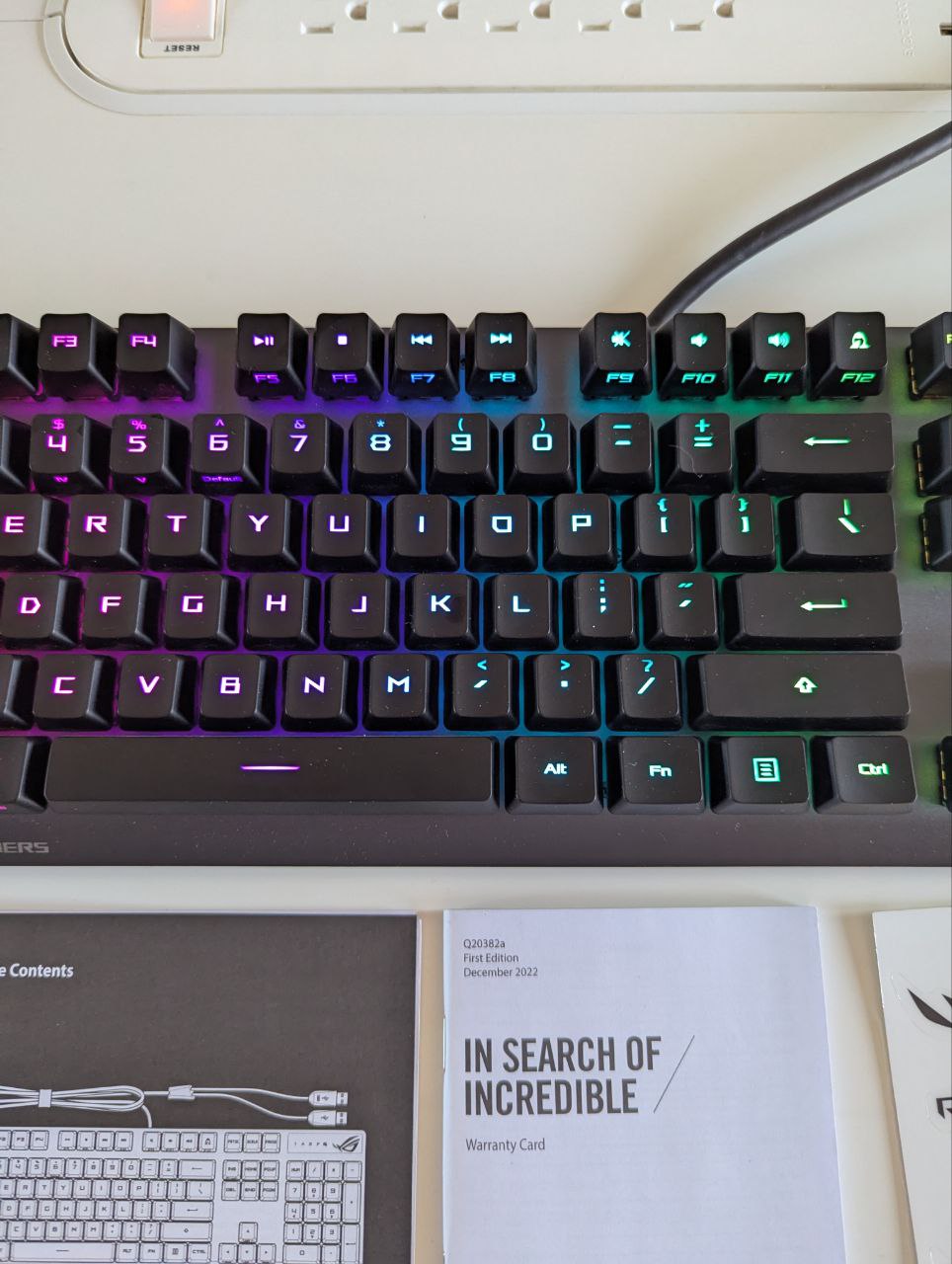 ASUS ROG Strix Scope RX Mechanical Gaming Keyboard – Red Optical Switches, IP57 Waterproof, USB 2.0 Passthrough, Aura Sync RGB
