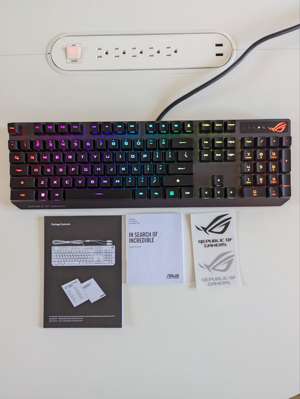 ASUS ROG Strix Scope RX Mechanical Gaming Keyboard – Red Optical Switches, IP57 Waterproof, USB 2.0 Passthrough, Aura Sync RGB
