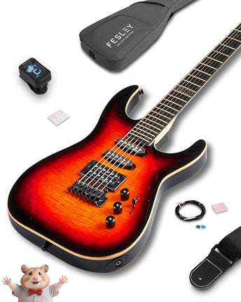 Fesley X 39" Solid Body Electric Guitar:Electric Guitar Kit with Bone Nut, Full