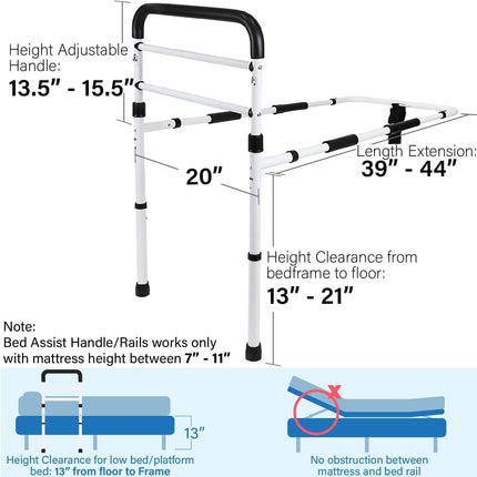 Adjustable bed rail from Vaunn, ASTM certified, sturdy steel frame, slip-resista
