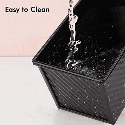 Beasea Pullman Loaf Pan With Lid, 2 Pack Non-Stick Black Carbon Steel Bread Pans