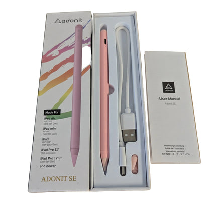 Adonit SE(Pink) Magnetically Attachable Palm Rejection Pencil for Writing/Drawin