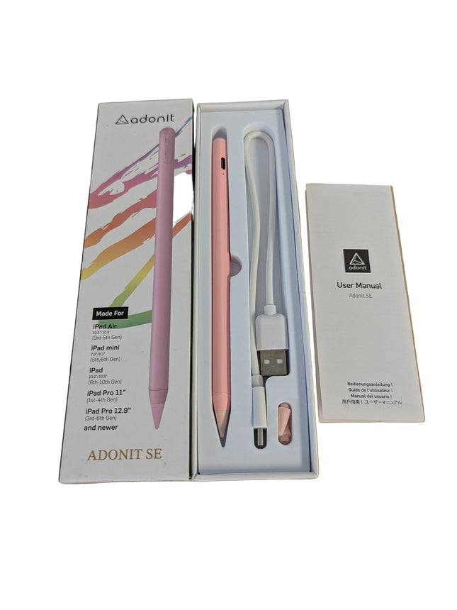 Adonit SE(Pink) Magnetically Attachable Palm Rejection Pencil for Writing/Drawin