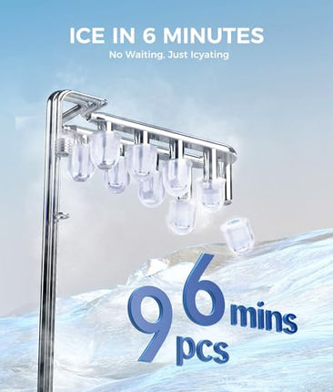 Ecozy Countertop Ice Maker, Portable, Self-Cleaning, 9 Bullet Ice Cubes in 6 Min