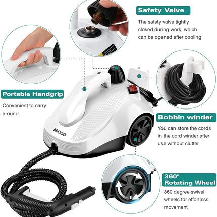 KROQO Steam Cleaner, Steamer with 23 Accessories, Powerful Multipurpose Portable