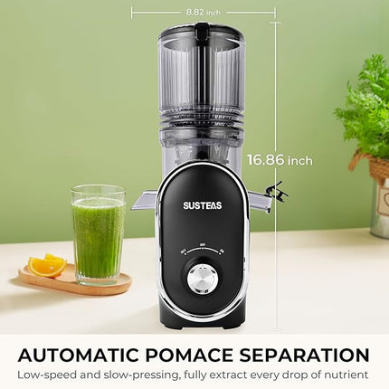 SUSTEAS Cold Press Juicer, 300W, 5.3" Large Feed Chute, 1.5L Capacity
