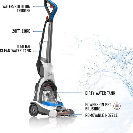 Hoover PowerDash Pet Compact Carpet Cleaner, Shampooer Machine, Lightweight, wit