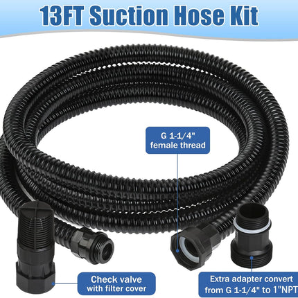 FLUENTPOWER 1HP Portable Garden Transfer Pump, 900 GPH Electric Sprinkler Booster with 13 ft Suction Hose Kit