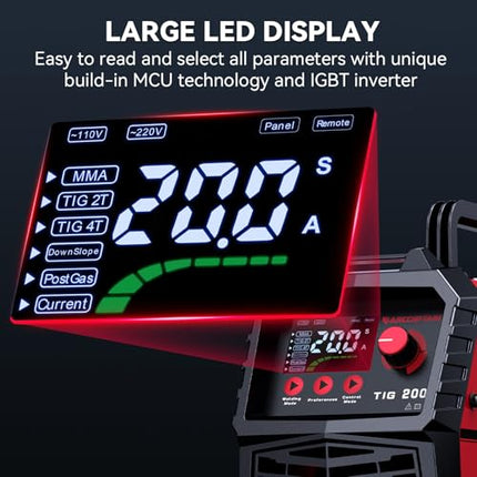 ARCCAPTAIN TIG Welder 200A, High Frequency 110v/220v Dual Voltage TIG/Stick/Arc