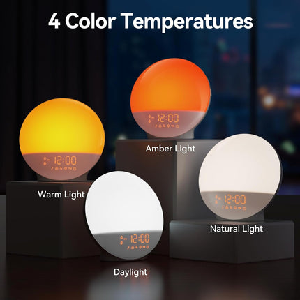 RICIAL Wake up Light, 10000Lux Sunrise Alarm Clock, Sunlight Lamp with 4 Color T