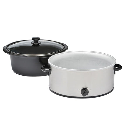 Mainstays 6 Quart Oval Slow Cooker, Stainless Steel Finish, Glass Lid