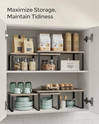 SONGMICS Cabinet Organizer Shelf, Set of 2 Kitchen Counter Shelves, Kitchen Stor