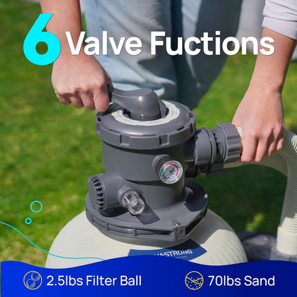 AQUASTRONG 14in Sand Filter Pump for Above Ground Pool with Timer, 2/3 HP Pool P