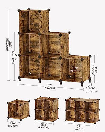 SONGMICS 6 Cube Storage Organizer, DIY Closet Shelf, Plastic Clothes Organizer,