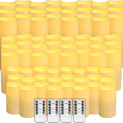 pliadvbu Flameless LED Candles 72 Pack, Outdoor Waterproof Realistic Votive Candles with Remote & Timer for Weddings