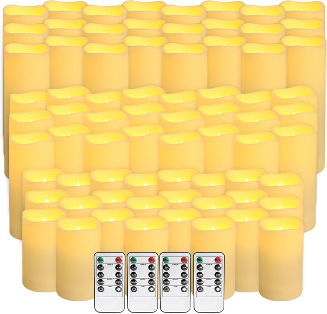 pliadvbu Flameless LED Candles 72 Pack, Outdoor Waterproof Realistic Votive Candles with Remote & Timer for Weddings