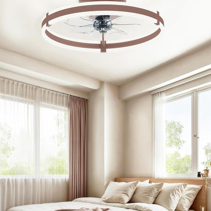 Low Profile Ceiling Fans with Lights and Remote, 19.7'' Modern Flush Mount Ceili