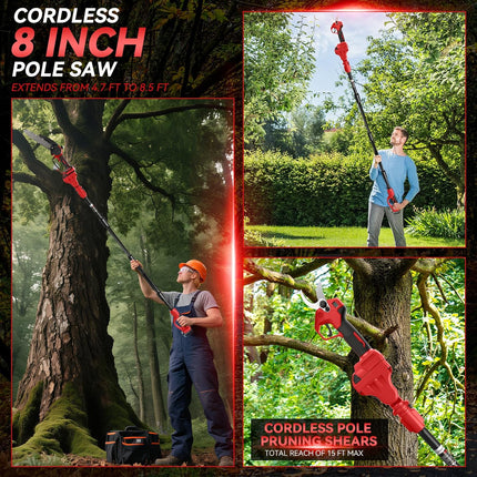 (Tool Only) 8 Inch Mini Chainsaw with Extension Pole for Milwaukee 18V