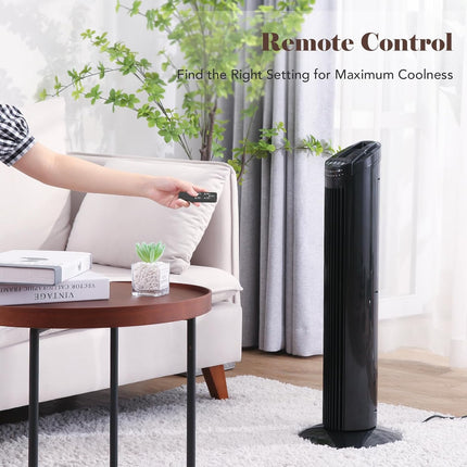 30'' Tower Fan, Portable Oscillating Quiet Cooling Fan with Remote, 3 Speeds, Bu