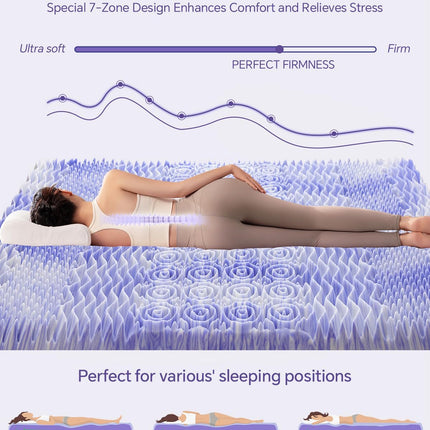 ChiXpace Dual Layer 4 Inch Memory Foam Mattress Topper Queen - 2 Inch Gel Memory