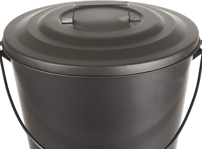Pleasant Hearth 614 Fireplace Ash Bucket with Lid, Black