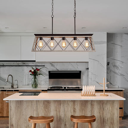 Q&S 5-Light Kitchen Island Light Fixtures Farmhouse Rustic Vintage Industrial Co