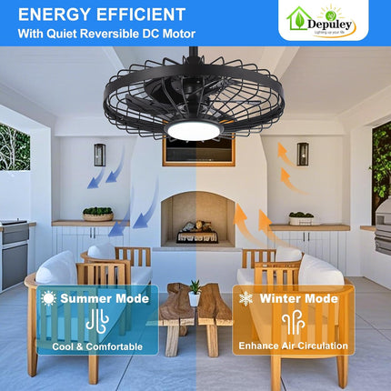 Depuley Outdoor Ceiling Fan with Light: 20 Inch Waterproof Gazebo Fans with Ligh