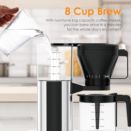 Homtone 8 Cup Coffee Maker-Programmable Brewer Meet SCA Standards:4-6 Mins Adjus