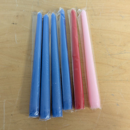 Nuanchu Lenten Taper Candles 6 pcs xelebration holiday supplies blue red pink