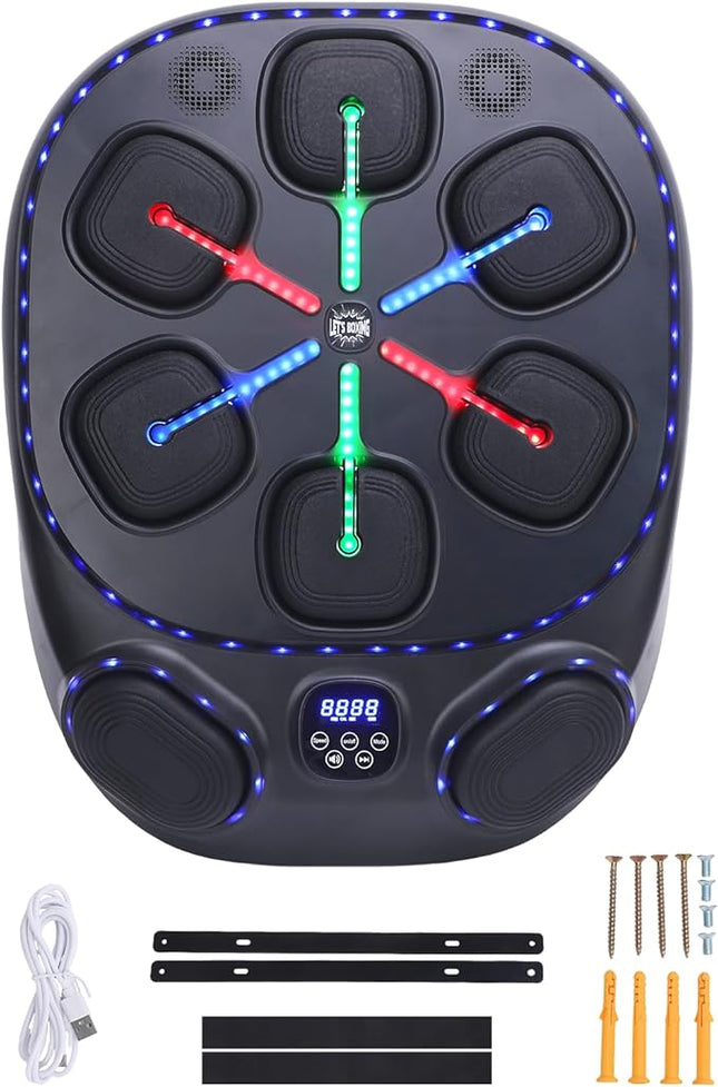 Upgraded Smart Music Boxing Machine for Adults and Kids, 6+2 Punching and 9 Mode